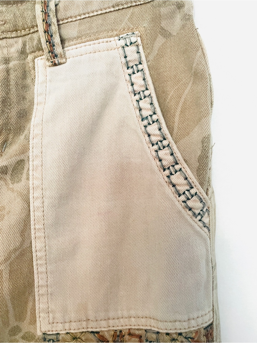 Pilcro Anthropologie Beige Patchwork Utility Pants - Picture 3 of 9